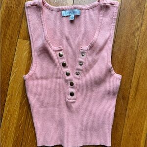 Love Tree Ribbed Tank with Buttons